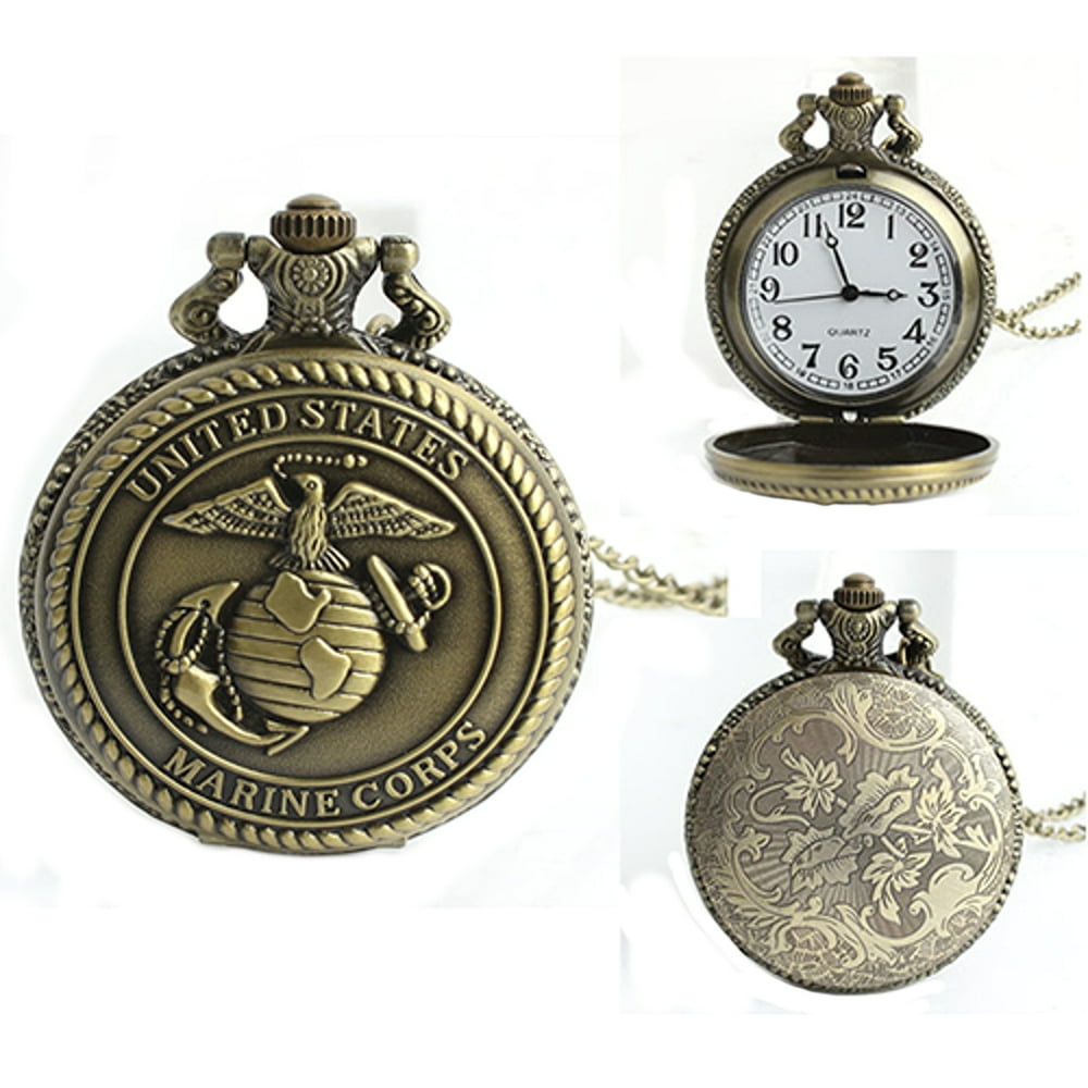 Geneva United States Eagles Marine Corps Men Pocket Watch Anti