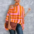 thumbnail image 3 of Fusipu Women Blouse Batwing Sleeve Stand Collar Print Casual Loose Women Off Shoulder Shirt for Summer, 3 of 8