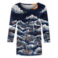 thumbnail image 4 of WXLWZYWL Halloween Shirts for Women 3/4 Sleeve Round Neck Tunic Tops Funny Ghost Pumpkin Print Pullover Blouse Cotton Fall Tshirt, 4 of 4