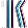 thumbnail image 1 of Kit 12 Popotes Silicona Portátiles Ecológico (Rectas y Curvado), con Cepillos de limpieza y Bolsita de Tela, Set Pajas Pajitas de Silicona Premium Reutilizables – Colorido, 1 of 4