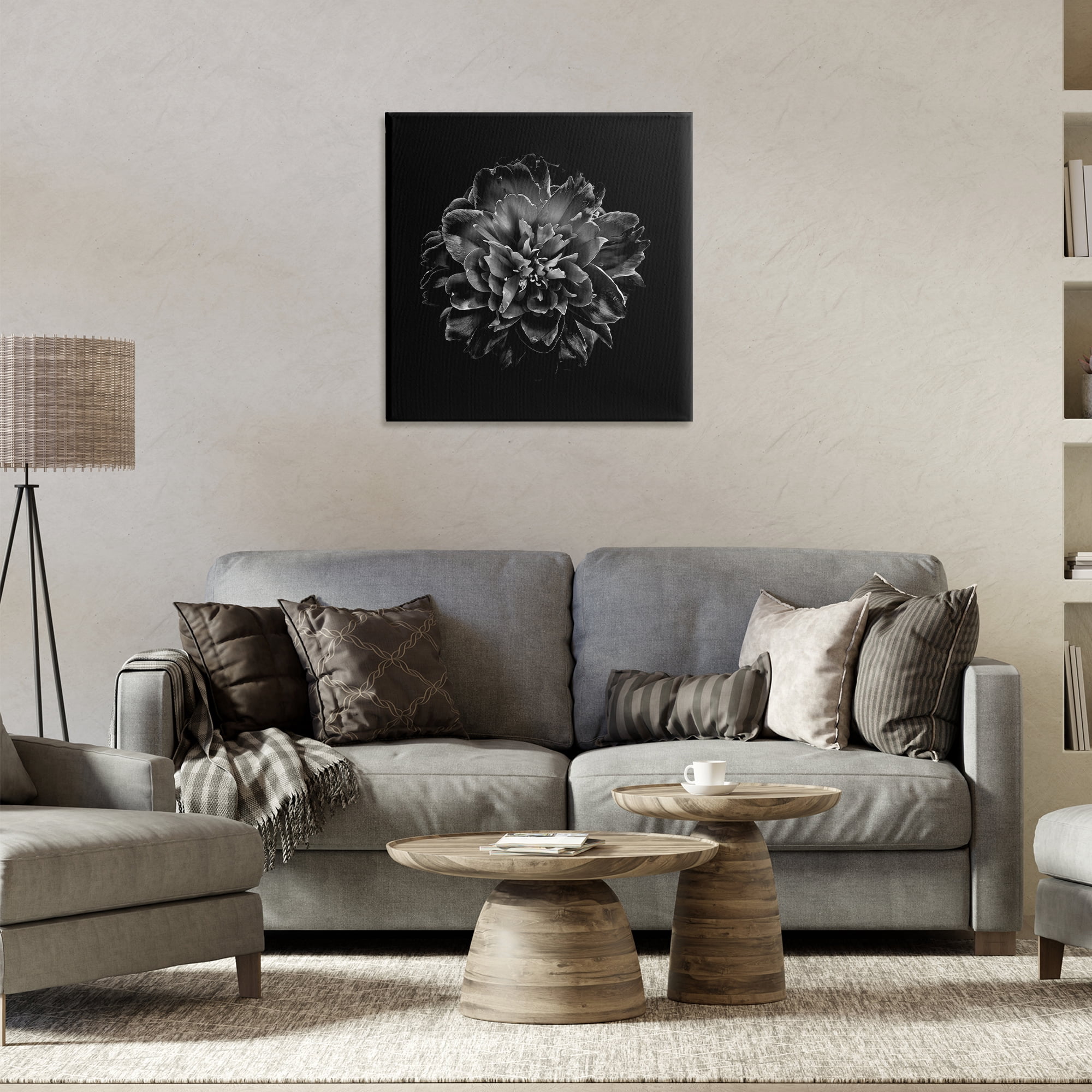 Stupell Industries Dark Carnation on Black Plants & Flowers Photography Wrapped Canvas Art Print Wall Art, 24 x 24