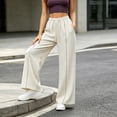 thumbnail image 5 of WIZUTIZ Women's High Waist Wide Leg Trousers Elastic Waist Drawstring Side Stripe Pockets Full Length Casual Loose Pants Street Style Elegant, 5 of 7