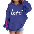 thumbnail image 3 of CPNG Girls Hoodies Tops Love Heart Print Long Sleeve Hooded Sweatshirts with Front Pocket Kids Loose Fit Daily Pullover Sweatshirt, 3 of 5