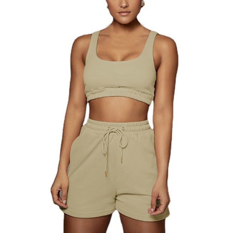 High Waist Shorts Yoga Outfits Beige 