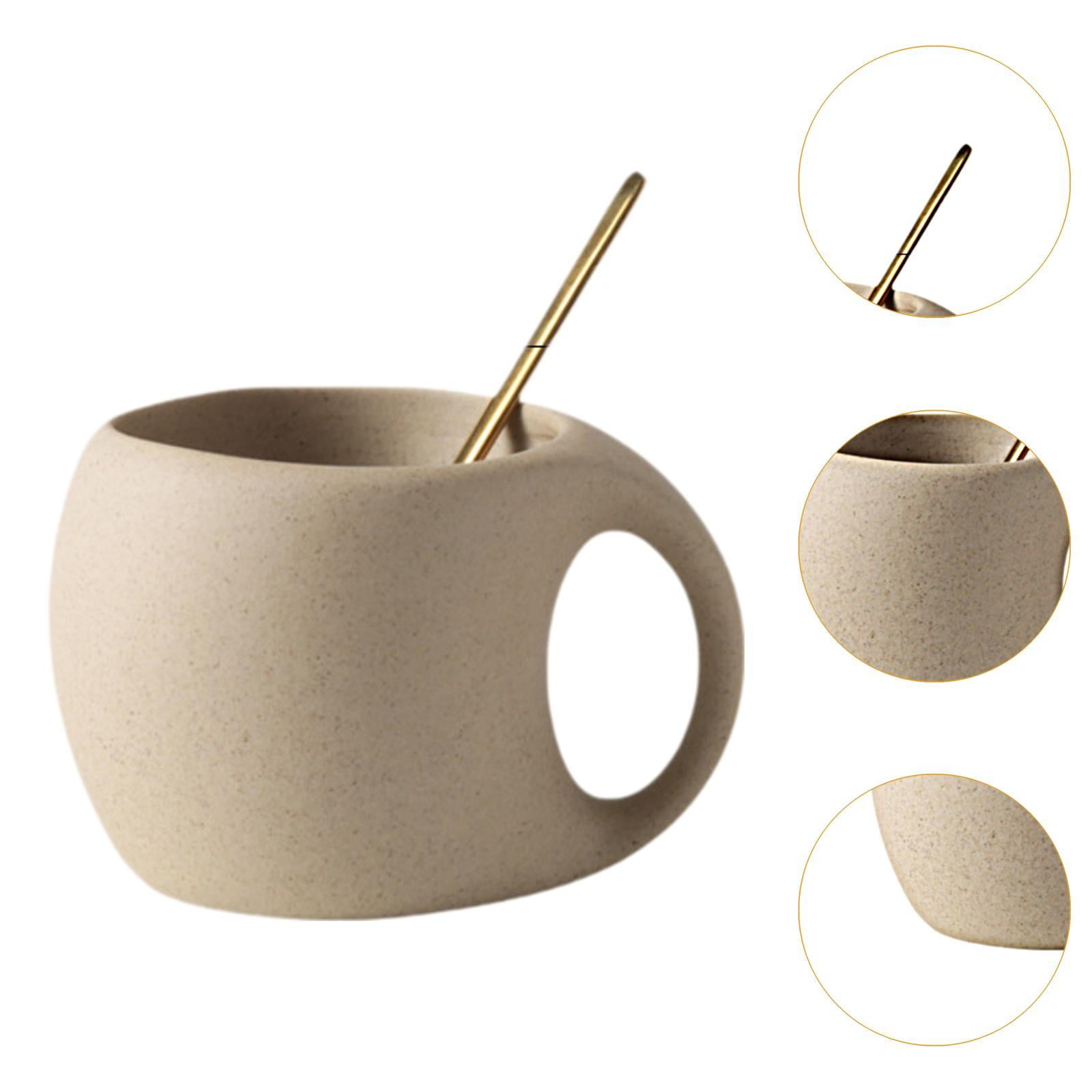 kowaku Ceramic Coffee Mug Coffee Cup Wide Mouth with Handle Unique 250ml Beverage Drink Cup Espresso Cup for Cafe Kitchen Restaurant with Saucer