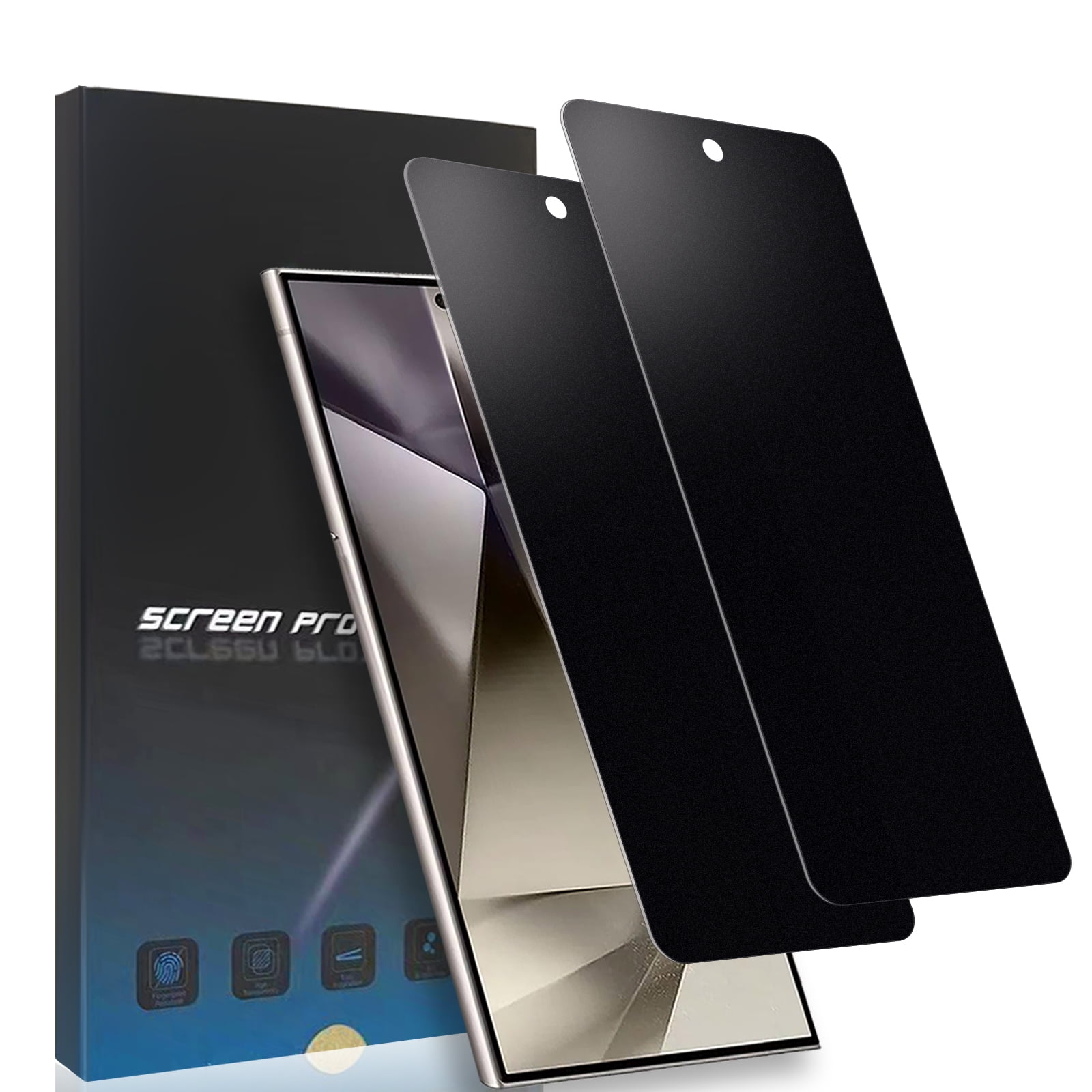 ZYQEEE 2 Pack Matte Privacy Screen Protector for Samsung Galaxy S24 Ultra - 6.8", Anti Glare, Anti Fingerprint, Anti Spy Tempered Glass,Support Finger ID Protective Glass