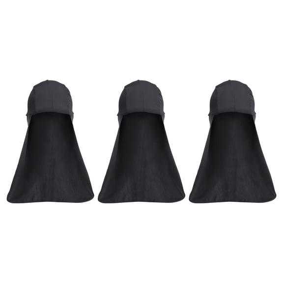 Uxcell Sun Shade Hat Neck Shade, 3 Pack Cooling Skull Cap Fishing Hats for Hiking, Black