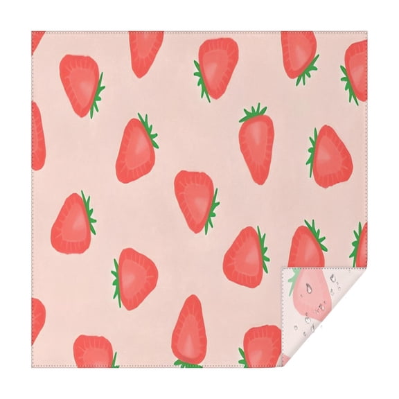 Strawberry Plants Fruit Light Pink Pattern Square Tablecloth,Waterproof Square Table Cover,Wipeable Spillproof Washable Table Cover for Home Kitchen Party Decor 42"X42"(107x107cm)