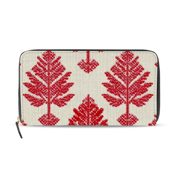Trees Christmas Women's Long Zipper Wallet Bifold Clutch Purse PU Leather Card Cases