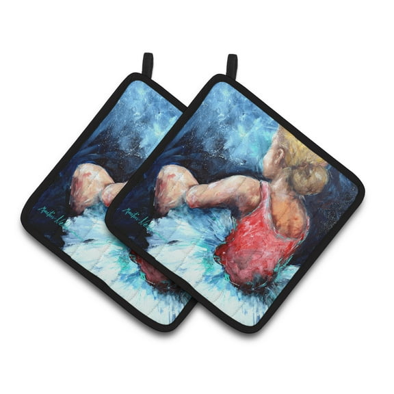 Carolines Treasures MW1129PTHD Ballet Star Struck Pair of Pot Holders , 7.5HX7.5W, multicolor
