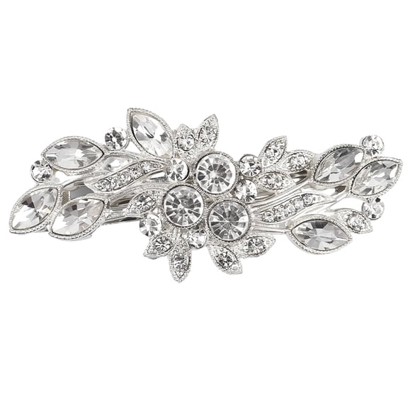 Austrian Crystal Hair Barrettes, Green Rhinestone Flower Hairpins Hair Clips, Sparkly Hairgrip Hair Headwear Accessories for Women Girls