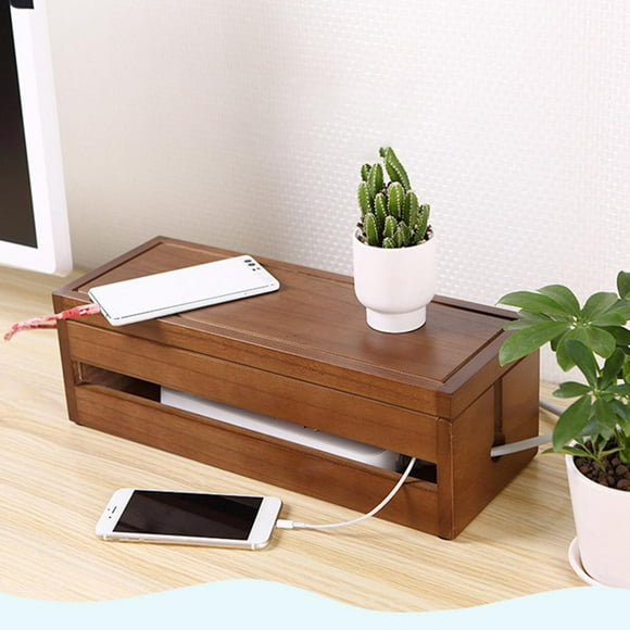 Caja de Gestión de Cables Organizador de Cables ción de Bloques de Cables Cables Eléctricos Organizador de Corrector Cubierta Hider para Escrito - café perfecl Estuche para administración de cables