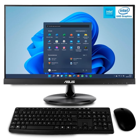 Computadora Mini PC ASUS Essential Intel N97 8GB DDR5 256GB SSD Monitor 21.5 Touch Teclado Mouse W11H