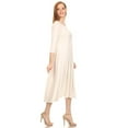 thumbnail image 3 of Women's Casual Loose Fit 3/4 Sleeve Jersey Knit A-Line Solid Midi Dress, 3 of 4