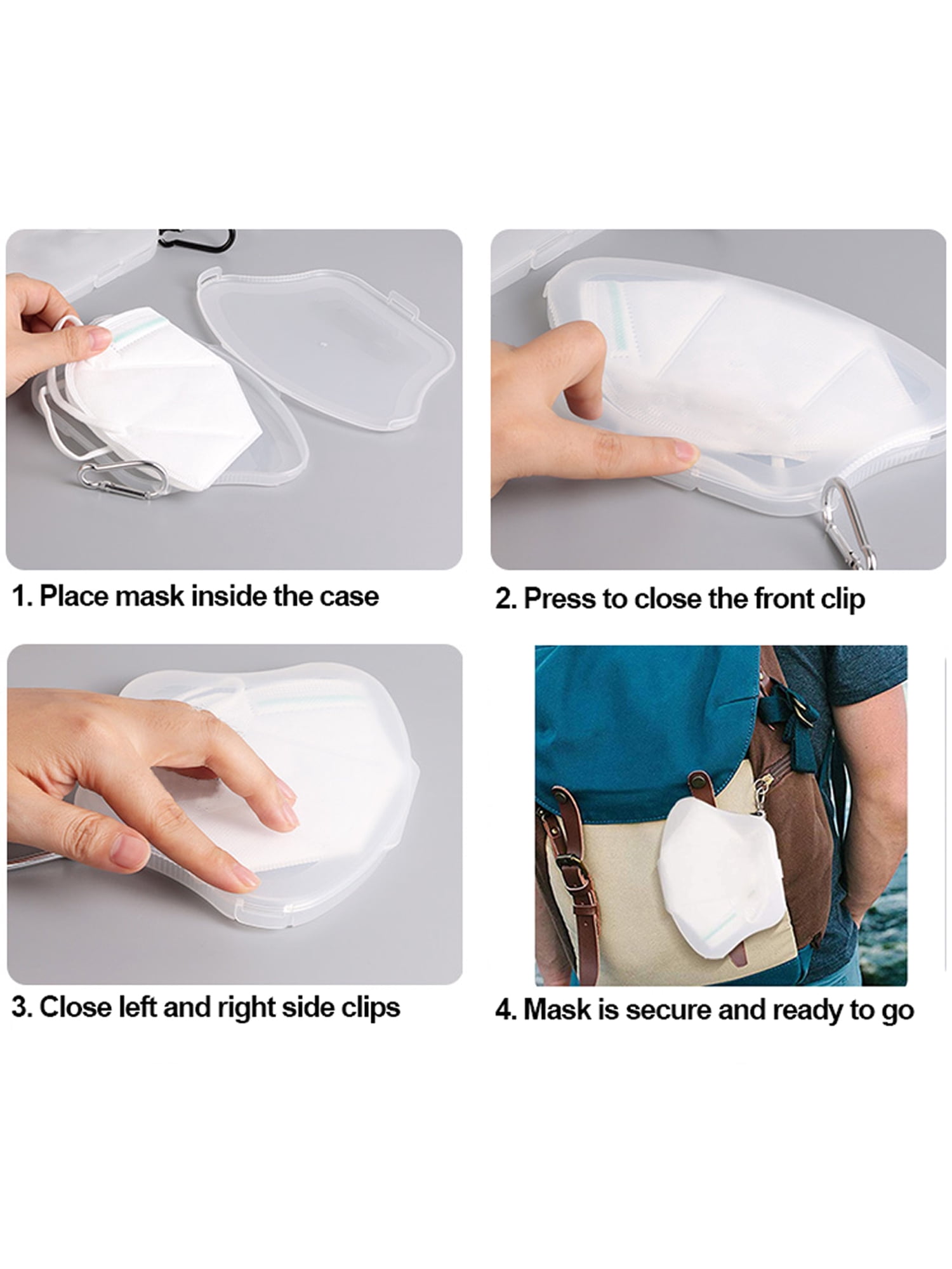 DSCover Face Mask Holder Clear Plastic Storage Case with Keyring and Lanyard 3 Pack