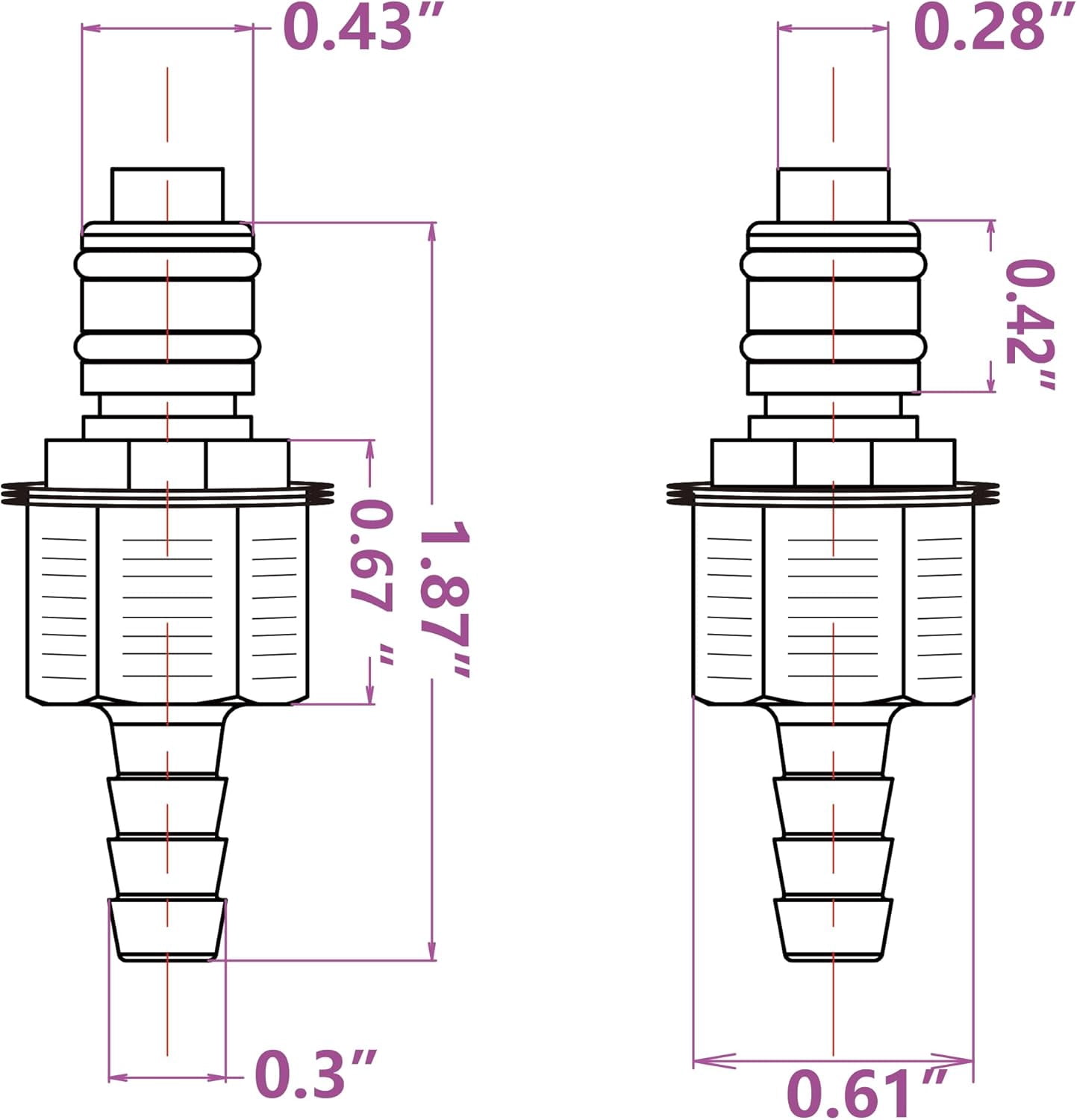 IRONSTAR Quick-Disconnect Hose Barb Insert, Quick Connect Hose Fittings, Plastic Quick Connect Male/Female Coupling Connector, 1/4" Inner Diameter hose, 2 Female Connectors and 2 Male Connectors