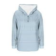 thumbnail image 3 of ZUKMRJPC Women's V Neck Striped Sweatshirt Fall Trendy Button Up Long Sleeve Drawstring Hooded Pullover Lightweight Soft Cotton Tops, 3 of 5