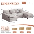 thumbnail image 4 of Walsunny Sectional Sofa Set, 110" U-Shaped Polyester Couch, 4 Seat Lounge Sleeper with Double Chaise for Living Room Creamy White, 4 of 6