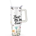 thumbnail image 2 of Rainbow Flowers 40 Oz Tumbler with Handle Lid and Straw, Stainless Steel Double Walled Vacuum Insulated Cup, Cute Anniversary Wedding Birthday Gifts Tumbler for Women Men Friends Outdoor Indoor, 2 of 7