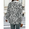 thumbnail image 5 of Women' Corduroy Leopard Jacket Button Down Long Sleeve Blouses Fall Jacket Casual Coat White L, 5 of 6