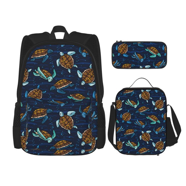 Fotbe Sea Turtles Swimming Set Escolar 3 en 1 para Niños - Mochila Duradera con Lonchera Aislante y Estuche para Lápices - Mochila Escolar para Niños y Niñas