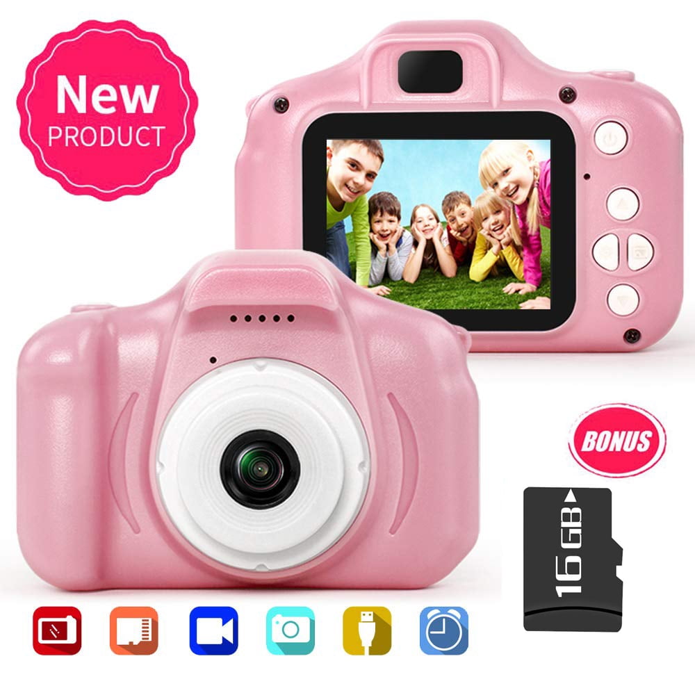 AILEHO Kids Camera for Girls Digital Video Camera for Kids Birthday Children Toys 3 4 5 6 7 8 9 Years Old Toddler Camera 8M 1080P with 8GB Card Game Camera Rechargeable IPS 2.4 Pink 