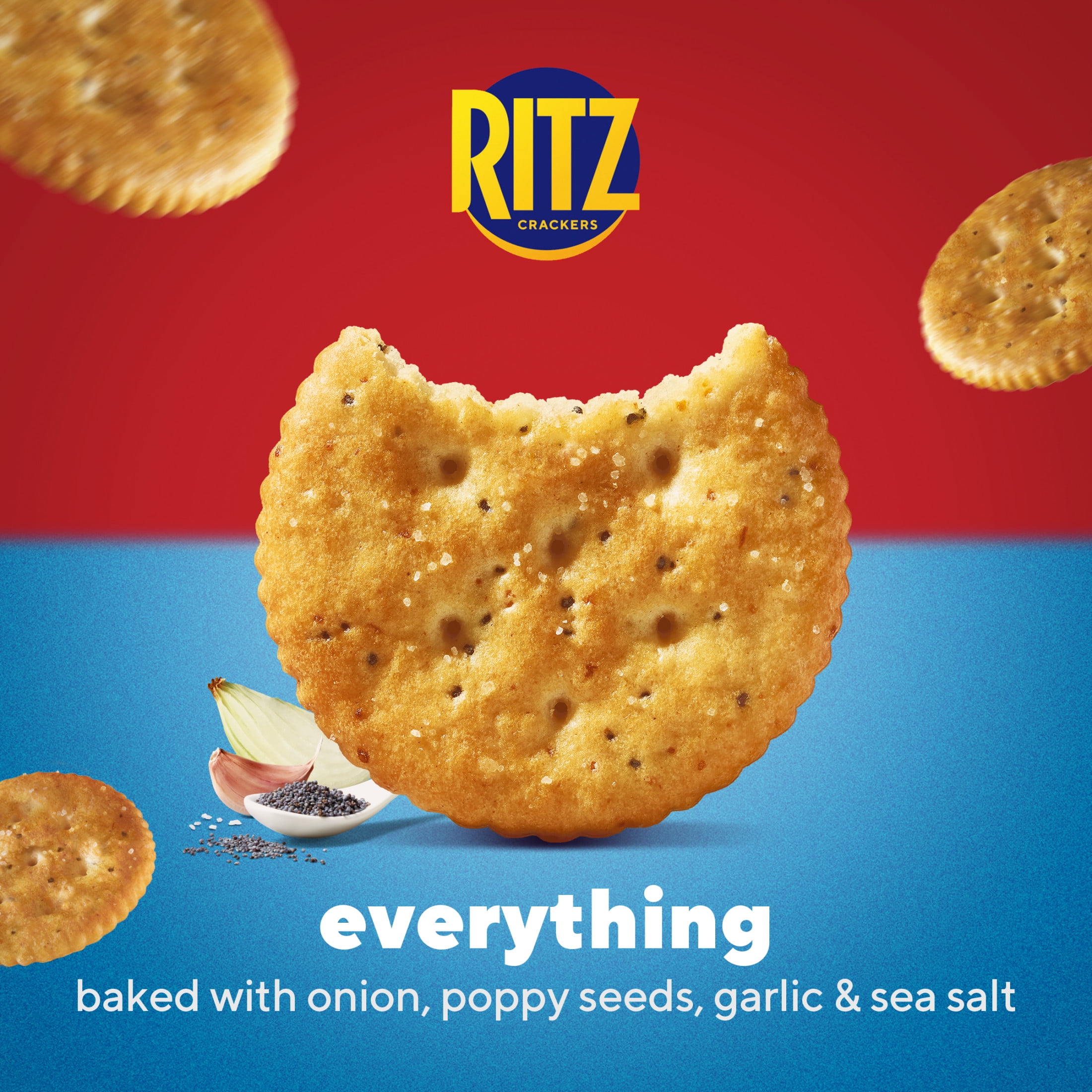 (3 pack) RITZ Everything Crackers, Snacks for Kids and Adults, Lunch Snacks, 13.7 oz