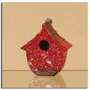 Pack of 2 Brick Red Outdoor Garden Distressed Rustic Ceramic Birdhouses 7.25"