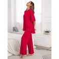 thumbnail image 3 of MINTREUS Lounge Sets for Women Knit Short Sleeve Tops and Long Pants Soft Comfy Pajamas Set Oversized 2 Piece Outfits S-2X, 3 of 8