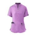 thumbnail image 3 of IYYVV Scrubs for Women Set Nurse Medical Uniform Solid Stretchy Scrubs Suit Zipper Mock Neck Pocket Top Shirts Jogger Pants Workwear Light Purple S, 3 of 6