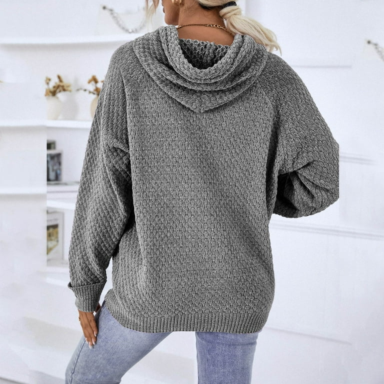 HSMQHJWE Oversized Knit Sweaters For Women Mens Comfy Sweater Women S Hooded Drawstring Sweater 2022 New Solid Pullover Casual Sweater Top Shirt
