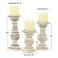 thumbnail image 4 of DecMode Traditional and Timeless Mango Wood Pillar Candle Holder Set of 3, 6", 8", 10"H, Cream Finish, 4 of 13