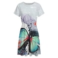 thumbnail image 4 of Watercolor Butterflies And Flowers Dress Summer Street Style Dresses Female Short Sleeve Printed Sundress, 4 of 7