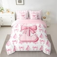 thumbnail image 2 of Homewish Pink Bow Initial Alphabet L 7pcs Bedding Comforter Set For Kids Teens Adults,Letter Monogrammed Queen Bedding Sets Super Cozy,Happy Xmas Christmas Queen Sheet Sets,Breathable Home Decor, 2 of 8