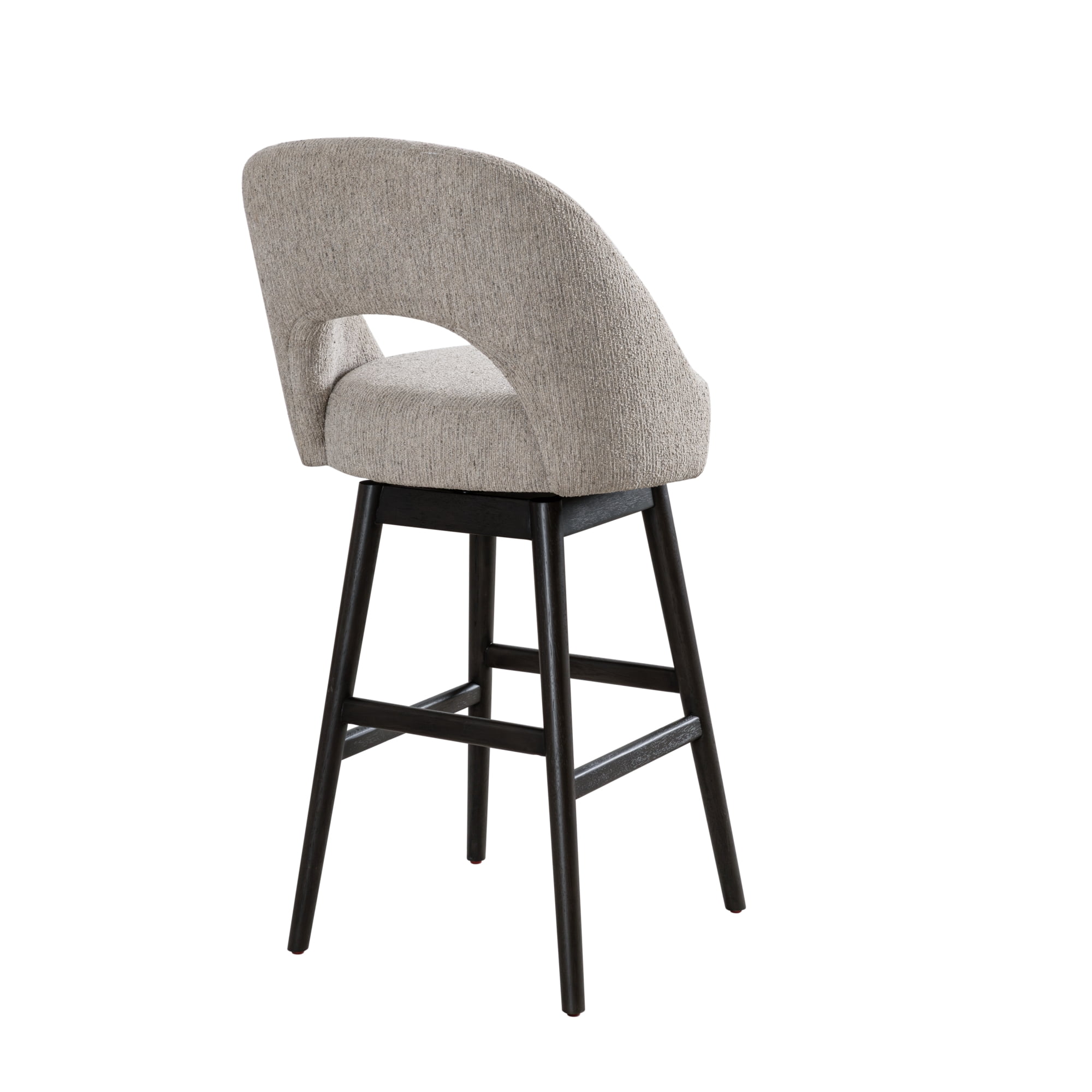Adrian Gray Solid Wood Upholstered 30" Bar Height Swivel Barstool with Morning Fog Fabric Seat - Set of 2