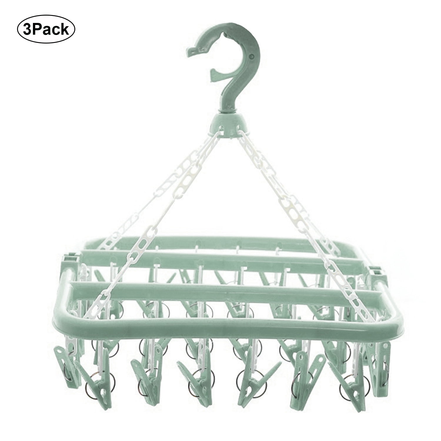 Mojoyce Laundry Hangers with 32 Clips,Clothespin Rack Foldable Laundry