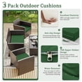 thumbnail image 4 of Snubbull 3 Pack Outdoor Replacement Cushions for 4-Seater Wicker Rattan Loveseat Sofa Chair Patio Furniture, 36 x 18 x 3,18 x 18 x 3, Green, 4 of 7