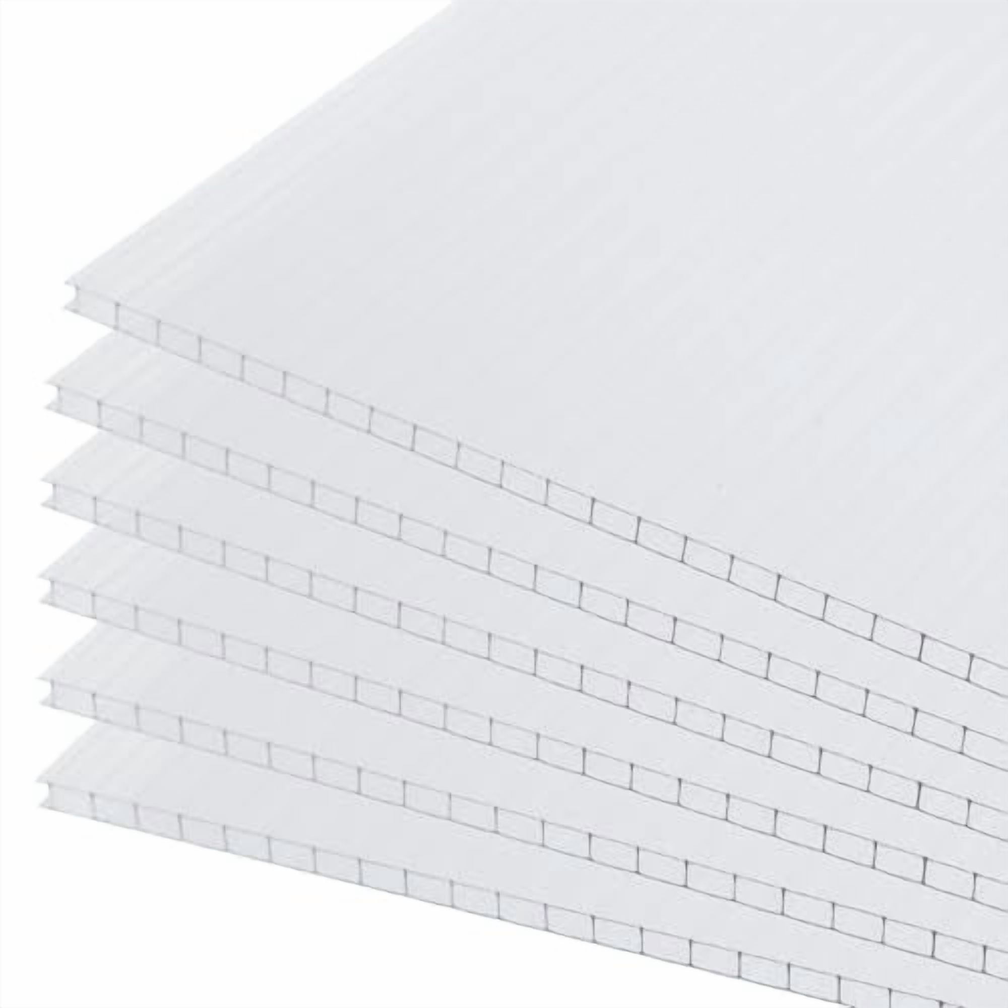 BPS 6Pcs 24"(W) x72(L)×0.16" Polycarbonate Panels, Waterproof UV Protected Reinforced Sheets, Outdoor Garden and Greenhouse Covering, Twin-Wall Clear Sheets