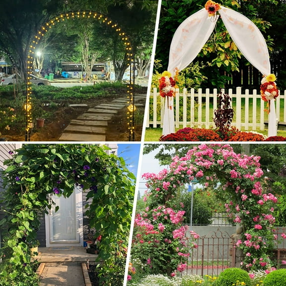 BFY 7.9Ft Metal Garden Wedding Arch Trellis for Climbing Plants Wedding Decor,Green