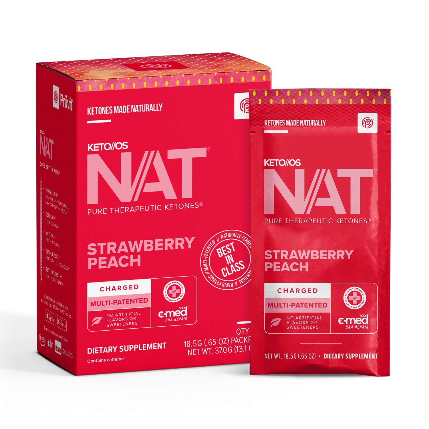 PRÜVIT Keto//OS NAT® Strawberry Peach Keto Supplements Charged