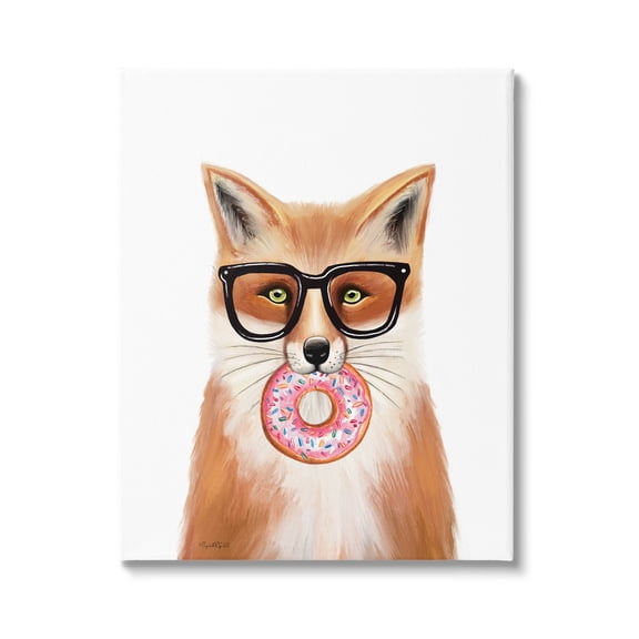 Stupell Industries Fox Holding Donut Wearing Glasses Graphic Art Gallery Wrapped Canvas Print Wall Art, Design by Elizabeth Tyndall