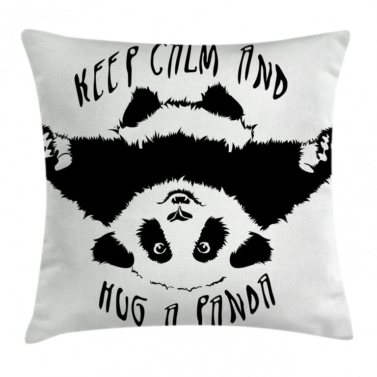 Animals Artwork Black And White Giant Panda BW Throw Pillow
