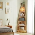 thumbnail image 4 of Tribesigns 6-Tier Corner Bookcase, 71 Inches Tall Industrial Corner Bookshelf Freestanding Wood Grain Corner Shelf for Home Office, Oak, 4 of 5