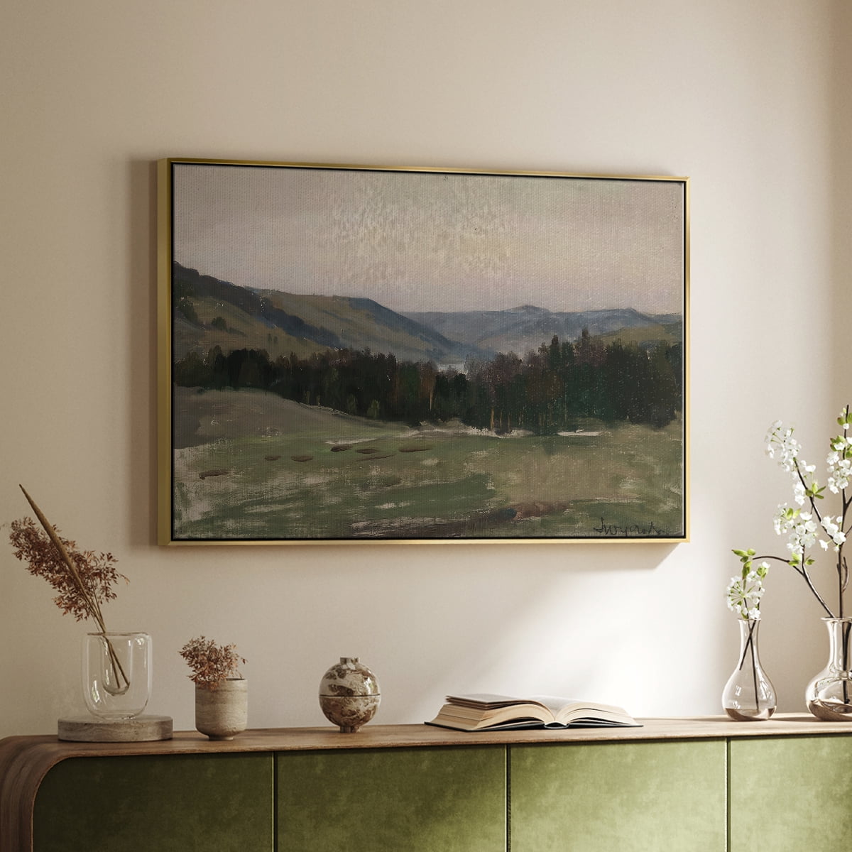 Vintage Landscape-CCCXCIV By Wexford Home Framed in Gold Wood Gallery Wrapped Canvas 17 in. x 25 in.
