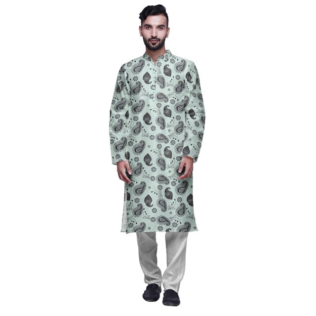 Atasi Kurta pour Homme en Satin Modal Imprimé avec Ensemble de Pyjama Churidar Vêtements d'Été