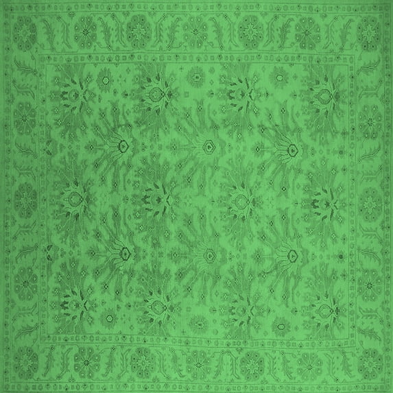 Ahgly Company Indoor Square Oriental Emerald Green Industrial Area Rugs, 3' Square