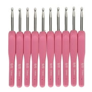 10Pcs Crochet Hooks 5mm Ergonomic Handle Smoothing Silicone Sturdy Aluminium Crochet Needle Set for Knitting Sewing