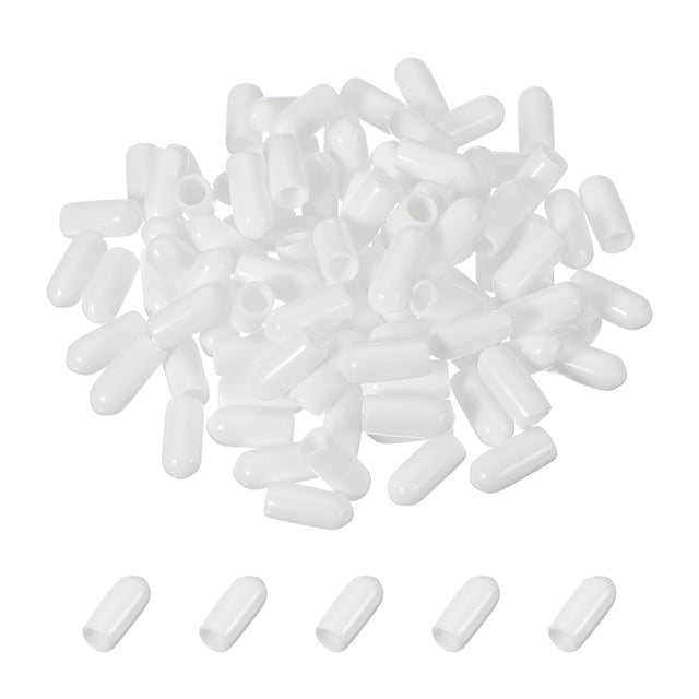 100pcs Pegboard Hooks Protector Rubber End Caps, Peg Board Hook Flexible Prongs End Tips Caps Rack Cover for Pegboard Dishwasher Hook, White(24mm Long 5mm Inner Dia)