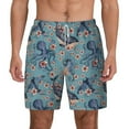 thumbnail image 3 of Uemuo Underwater Animals and Flowers Pattern Mens Swim Trunks Quick Dry Board Shorts with Mesh Lining, Stretch Beach Shorts Quick Dry No-Chafing Board Shorts-3X-Large, 3 of 9
