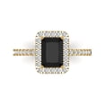 thumbnail image 2 of 1.86ct emerald cut black natural onyx 14k yellow gold halo Bridal Wedding Engagement Promise Anniversary Ring for Women size 9.75, 2 of 7